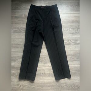 Franco Valentino Couture Black Men’s 100% Wool Pinstripe Trousers Size 34” x 39”